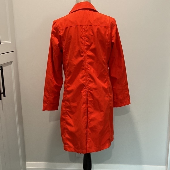 Lands End Jacket Orange Button Up Trench Coat Size 2-4 - Picture 8 of 13